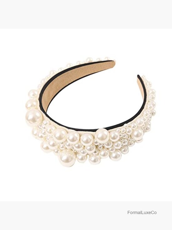 Elegant Pearl Headband Wide Hair Hoop Retractable Bridal Party Accessory Women